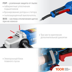 Угловая шлифмашина Зубр ПРОФЕССИОНАЛ УШМ-П230-2600 П (294045)
