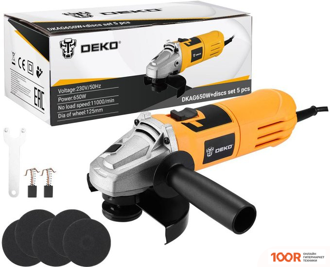Угловая шлифмашина Deko DKAG650W SET (293108)
