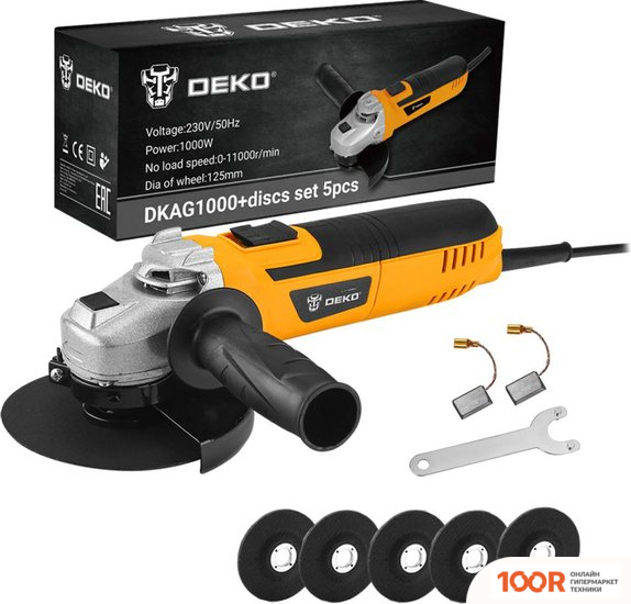 Угловая шлифмашина Deko DKAG1000 SET 063-4290 (293080)