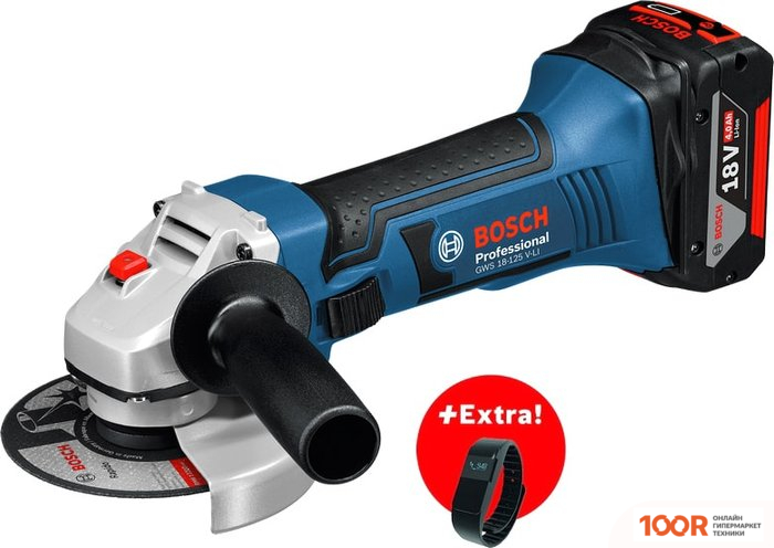 Угловая шлифмашина Bosch GWS 18-125 V-LI PROFESSIONAL 0615990L6G (С 1-М АКБ 4AH) (292907)