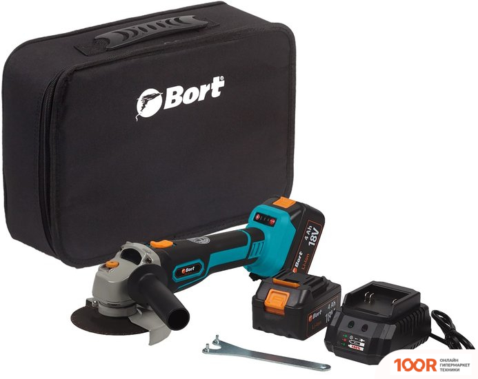 Угловая шлифмашина Bort BWS-18LI-125 (С 2-МЯ АКБ) (292881)