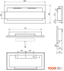 BiokominkiGMT 900X400 (ЧЕРНЫЙ СТРУКТУРНЫЙ, СО СТЕКЛОМ) (407403)