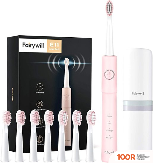 Fairywill E11 (РОЗОВЫЙ, 8 НАСАДОК) (406643)