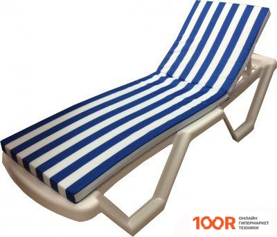 Шезлонг Эльфпласт 180Х55Х6 СМ (БЕЛЫЙ/СИНИЙ) (406119)