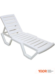 Шезлонг ComfortProm БЕЛЫЙ С РЕГУЛИРУЕМОЙ СПИНКОЙ, ПЛАСТИКОВЫЙ (405964)