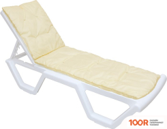 Шезлонг ComfortProm БЕЛЫЙ С ПОДУШКОЙ И РЕГУЛИРУЕМОЙ СПИНКОЙ, ПЛАСТИКОВЫЙ (405963)