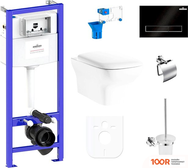 Унитаз Lavinia Boho RELFIX BRISTOL RIMLESS 9 В 1 97010076 (ЧЕРНЫЙ ПЛАСТИК) (402016)