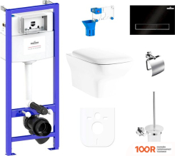 Унитаз Lavinia Boho RELFIX BRISTOL RIMLESS 9 В 1 97010076 (ЧЕРНЫЙ ПЛАСТИК) (402016)