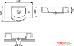 Умывальник Wellsee WC AREA 151809001, 2 В 1 (400318)