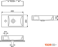 Умывальник Wellsee WC AREA 151804001, 2 В 1 (400308)