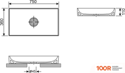 Умывальник Wellsee PURE BY WELLSEE 150711001, 2 В 1 (400292)