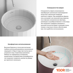 Умывальник Wellsee CHALICE PERFECTION 230623000 (ОТДЕЛЬНОСТОЯЩИЙ, БЕЗ ОТВЕРСТИЯ ПОД СМЕСИТЕЛЬ, ЦВЕТ МАТОВЫЙ СВЕТЛО-РОЗОВЫЙ/ГЛЯНЦЕВЫЙ БЕЛЫЙ) (400014)