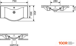 Умывальник Wellsee BISOU 151206001, 2 В 1 (399961)