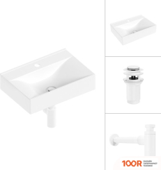 Умывальник Lauter 21887B + КЛАПАН 21190W + СИФОН 21635W (БЕЛЫЙ МАТОВЫЙ) (397821)