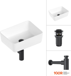 Умывальник Lauter 21674B + КЛАПАН 21190B + СИФОН 21635B (ЧЕРНЫЙ МАТОВЫЙ) (397767)