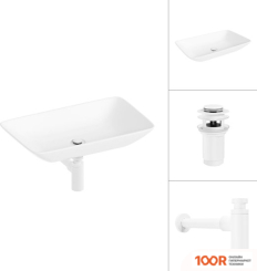 Умывальник Lauter 21540 + КЛАПАН 21190W + СИФОН 21635W (БЕЛЫЙ МАТОВЫЙ) (397717)