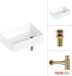 Умывальник Lauter 21518-1 + КЛАПАН 21190G + СИФОН 21635G (ЗОЛОТО) (397708)