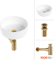 Умывальник Lauter 21499-31 + КЛАПАН 21190G + СИФОН 21635G (ЗОЛОТО) (397695)