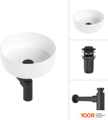 Умывальник Lauter 21499-31 + КЛАПАН 21190B + СИФОН 21635B (ЧЕРНЫЙ МАТОВЫЙ) (397693)