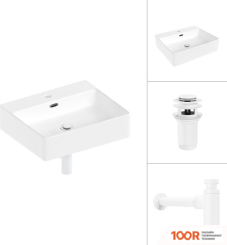 Умывальник Lauter 21478 + КЛАПАН 21190W + СИФОН 21635W (БЕЛЫЙ МАТОВЫЙ) (397669)