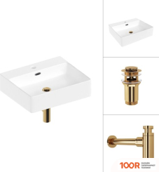 Умывальник Lauter 21478 + КЛАПАН 21190G + СИФОН 21635G (ЗОЛОТО) (397667)