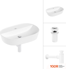 Умывальник Lauter 21460-60 + КЛАПАН 21190W + СИФОН 21635W (БЕЛЫЙ МАТОВЫЙ) (397663)