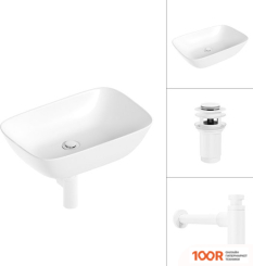 Умывальник Lauter 21454 + КЛАПАН 21190W + СИФОН 21635W (БЕЛЫЙ МАТОВЫЙ) (397656)