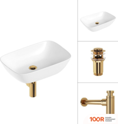 Умывальник Lauter 21454 + КЛАПАН 21190G + СИФОН 21635G (ЗОЛОТО) (397654)