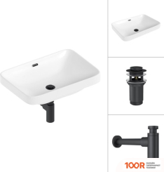 Умывальник Lauter 21441B + КЛАПАН 21190B + СИФОН 21635B (ЧЕРНЫЙ МАТОВЫЙ) (397645)