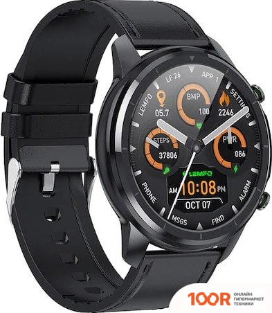 Lemfo LF26 (ЧЕРНЫЙ/КОЖАНЫЙ БРАСЛЕТ) (395722)