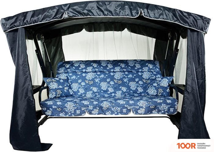 Садовые качели МебельСад МАДАГАСКАР (МЕЛКИЕ ЦВЕТЫ, ТЕМНО-СИНИЙ) (375121)