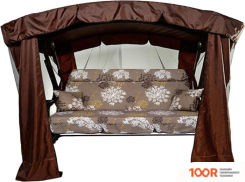 Садовые качели МебельСад МАДАГАСКАР (КРУПНЫЕ ЦВЕТЫ, КОРИЧНЕВЫЙ) (375119)