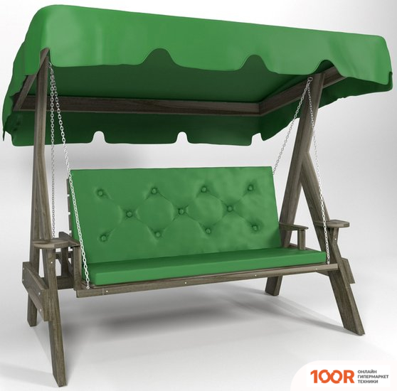 Садовые качели Wooden Story ПРАГА 1 (СТАРОЕ ДЕРЕВО/ЗЕЛЕНЫЙ/ЗЕЛЕНЫЙ) (374986)