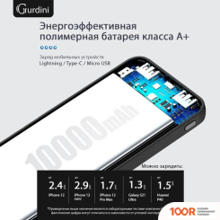 Внешний аккумулятор Gurdini SLIM SERIES GPSS-001B 10000MAH (373774)