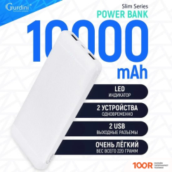 Внешний аккумулятор Gurdini SLIM SERIES GPSS-0010W 10000MAH (373773)