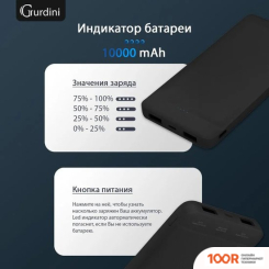 Внешний аккумулятор Gurdini SLIM SERIES GPSS-0010B 10000MAH (373772)