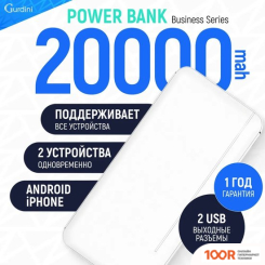 Внешний аккумулятор Gurdini BUSINESS SERIES GPBS-02W 20000MAH (373771)