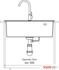 Кухонная мойка GranFest Metal НЕРЖАВЕЮЩАЯ СТАЛЬ AISI 304 PVD GF-6545 ГРАФИТ (С СИФОНОМ) (361144)