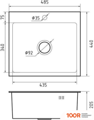 Кухонная мойка GranFest Metal НЕРЖАВЕЮЩАЯ СТАЛЬ AISI 304 GF-4844 (С СИФОНОМ) (361133)