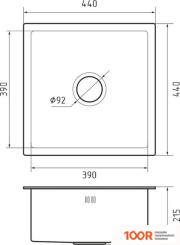 Кухонная мойка GranFest Metal НЕРЖАВЕЮЩАЯ СТАЛЬ AISI 304 GF-4444 (С СИФОНОМ) (361129)