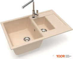Кухонная мойка Glanz J210 (СЛОНОВАЯ КОСТЬ МАТОВЫЙ) (360515)