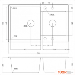 Кухонная мойка Emar EMQ-2800.Q (БАРИТ) (360255)