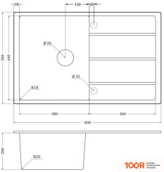 Кухонная мойка Emar EMQ-1800.Q (БАРИТ) (360239)