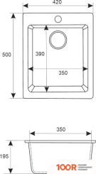 Кухонная мойка AlfaSun МАЙОН (ЧЕРНЫЙ ОБСИДИАН) (359828)