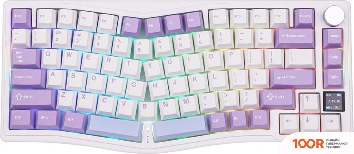 Клавиатура Ajazz AKS075 (БЕЛЫЙ/ФИОЛЕТОВЫЙ, AJAZZ FLYING FISH) (354850)