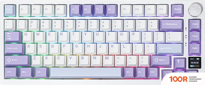 Клавиатура Ajazz AK820 PRO (БЕЛЫЙ/ФИОЛЕТОВЫЙ, AJAZZ FLYING FISH) (354842)