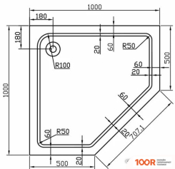 Душевой поддон Vincea VST-2AP-1010 100 СМ (349148)