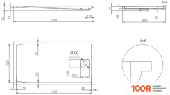 Душевой поддон Salini CAPRI 150X80 (S-SENSE, БЕЛЫЙ МАТОВЫЙ) (349122)
