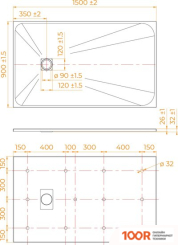 Душевой поддон RGW TSS-W 90X150 (349081)