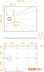 Душевой поддон RGW TSS-W 90X120 (349079)